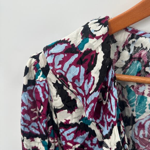 BA&SH NWT Evereve Gato Abstract Side Tie V-Neck Blouse // M - Picture 6 of 15